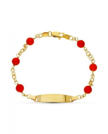Esclava oro 18k coral rojo infantil 2 mm