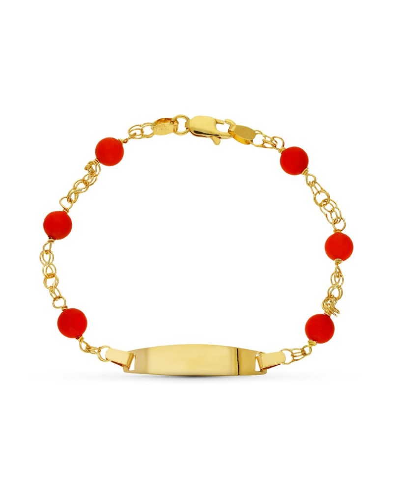 Esclava oro 18k coral rojo infantil 2 mm