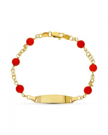 Esclava oro 18k coral rojo infantil 2 mm