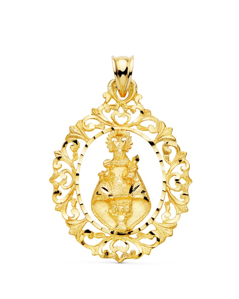 Medalla oro 18k Virgen de Covadonga tallada 39x30mm