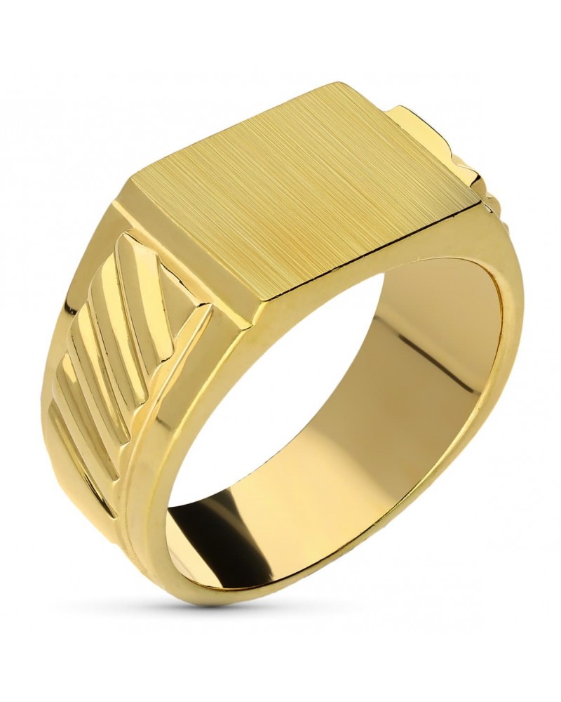 Sello oro 18k amarillo hombre macizo gallones 12x10mm