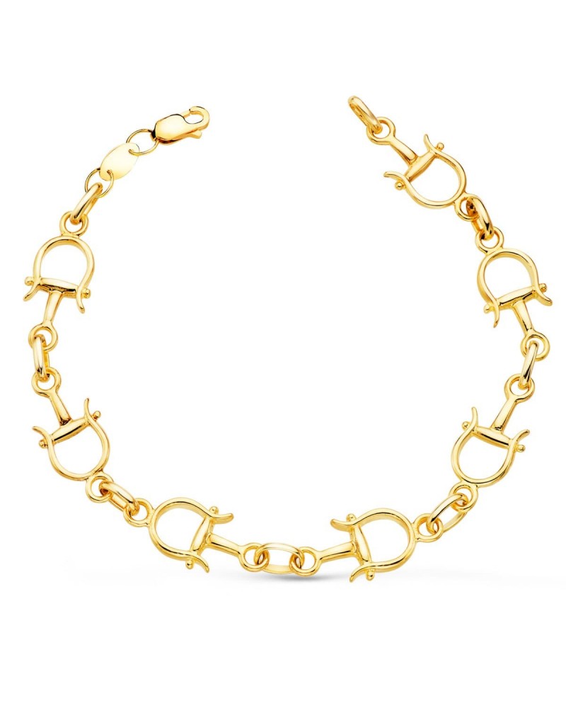 Pulsera oro 18k eslabones estribos 10 mm