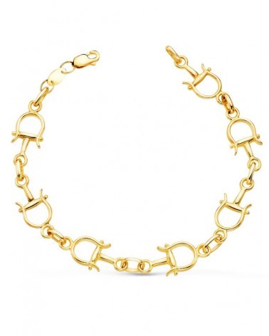 Pulsera oro 18k eslabones estribos 10 mm