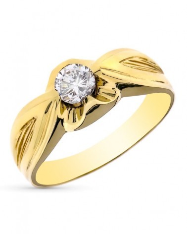 Sello solitario oro 18k circonita 5mm caballero