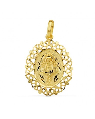 Medalla oro 18k Virgen del Pilar cerco calado 29x21mm
