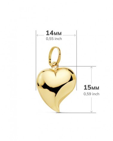 Colgante oro 18k amarillo corazón liso 15x14 mm