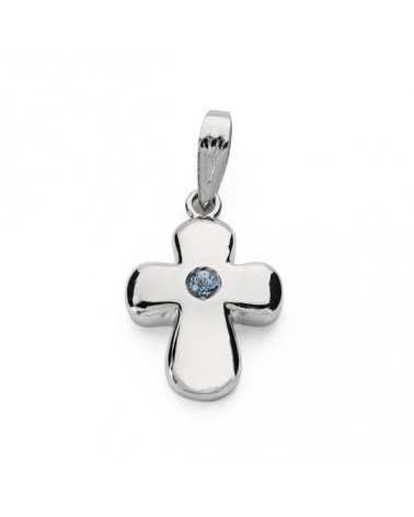 Cruz oro blanco 18k circonita 21x14 mm