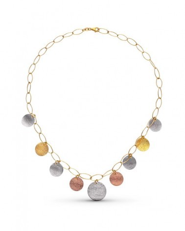 Gargantilla oro 18k tricolor chapitas texturizadas