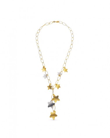 Gargantilla oro 18k bicolor estrellas peso 5,0 gramos