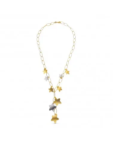 Gargantilla oro 18k bicolor estrellas peso 5,0 gramos