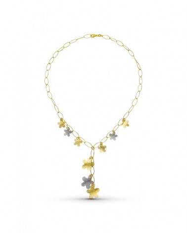Gargantilla oro 18k bicolor flores