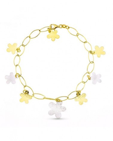 Pulsera oro 18k bicolor flores peso aproximado 3,8 gramos
