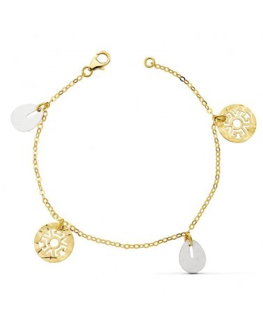 Pulsera oro 18k bicolor fetiches 19cm