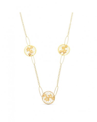 Gargantilla oro amarillo 18k flores caladas