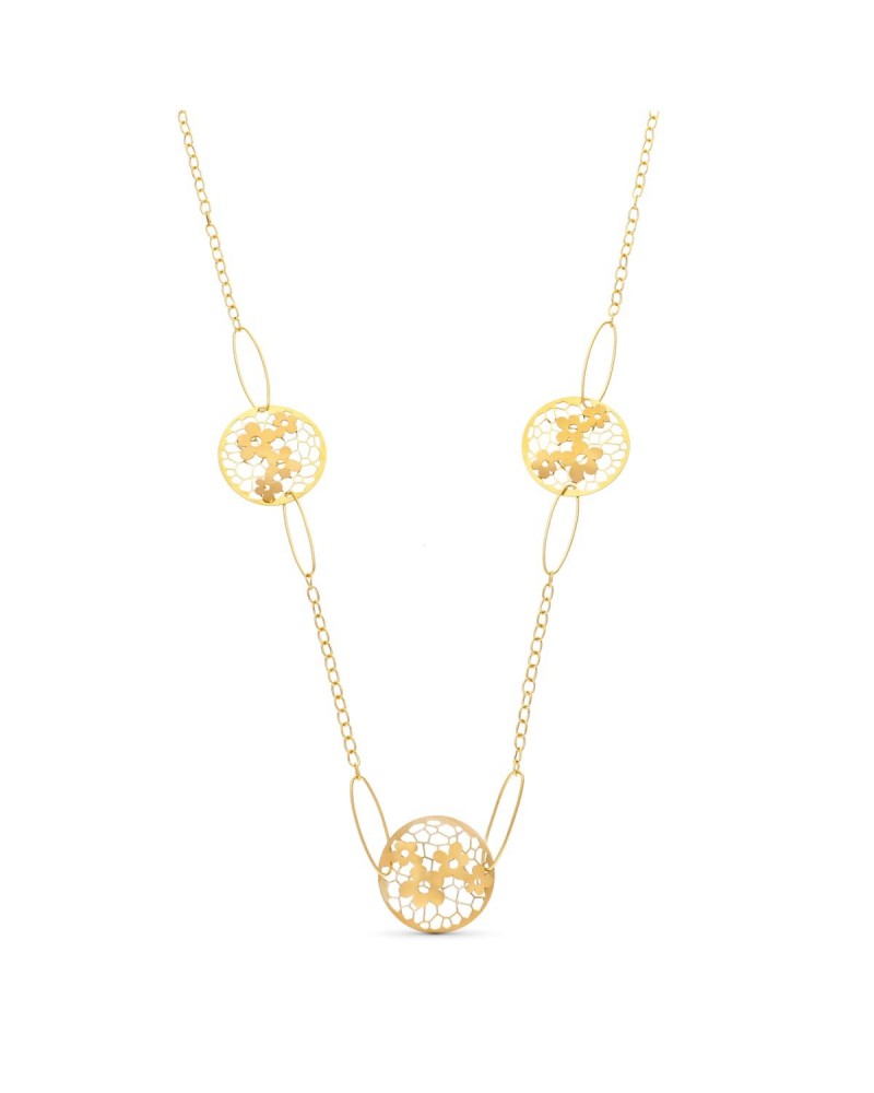 Gargantilla oro amarillo 18k flores caladas