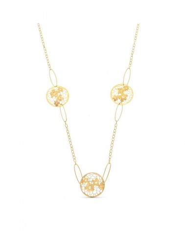 Gargantilla oro amarillo 18k flores caladas