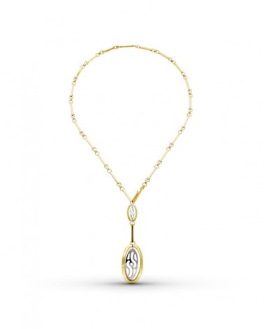 Gargantilla oro 18k bicolor colgante oval 45cm