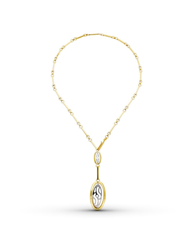 Gargantilla oro 18k bicolor colgante oval 45cm