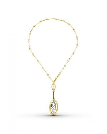 Gargantilla oro 18k bicolor colgante oval 45cm