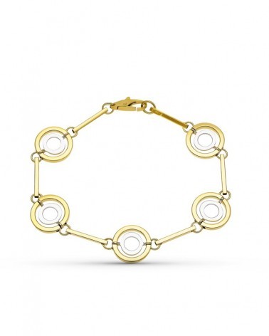 Pulsera oro 18k bicolor motivos circulares