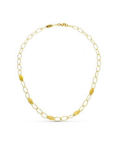 Gargantilla oro amarillo 18k eslabones ovalados y motivos