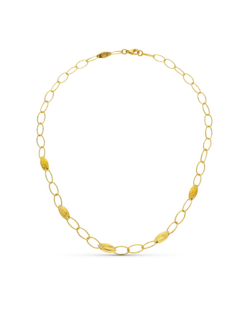 Gargantilla oro amarillo 18k eslabones ovalados y motivos