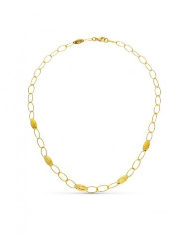 Gargantilla oro amarillo 18k eslabones ovalados y motivos