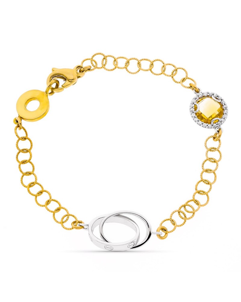 Pulsera oro 18k bicolor eslabones 10mm