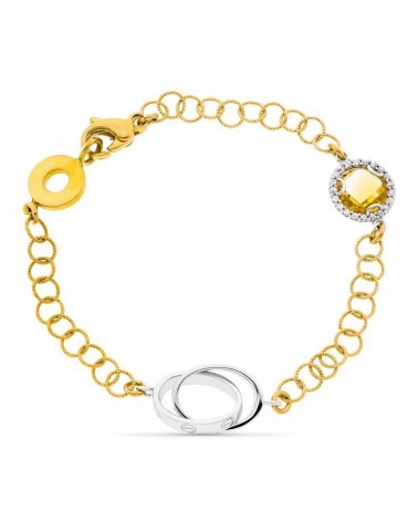 Pulsera oro 18k bicolor eslabones 10mm