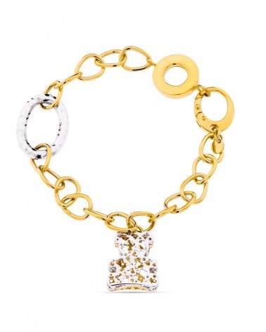 Pulsera oro 18k bicolor eslabones oso 13,2g