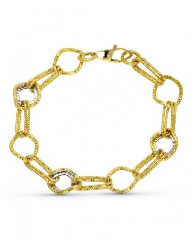 Pulsera oro 18k bicolor eslabones diamantados