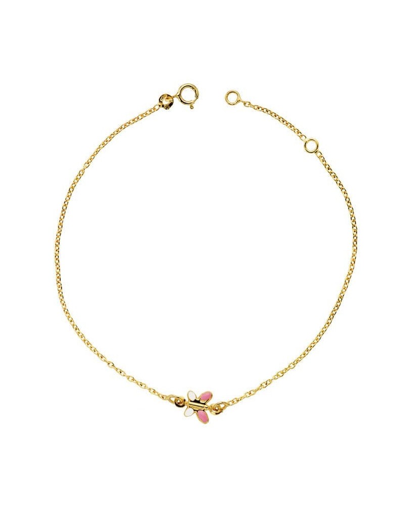 Pulsera oro 18k amarillo mariposa esmalte 18 cm