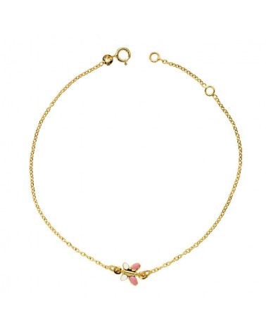 Pulsera oro 18k amarillo mariposa esmalte 18 cm