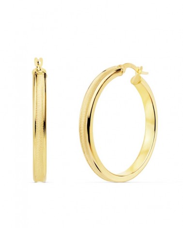 Aros oro 18k amarillo mate y brillo 30mm