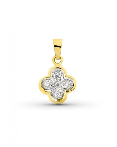Cruz oro 18k bicolor circonita 14x11mm