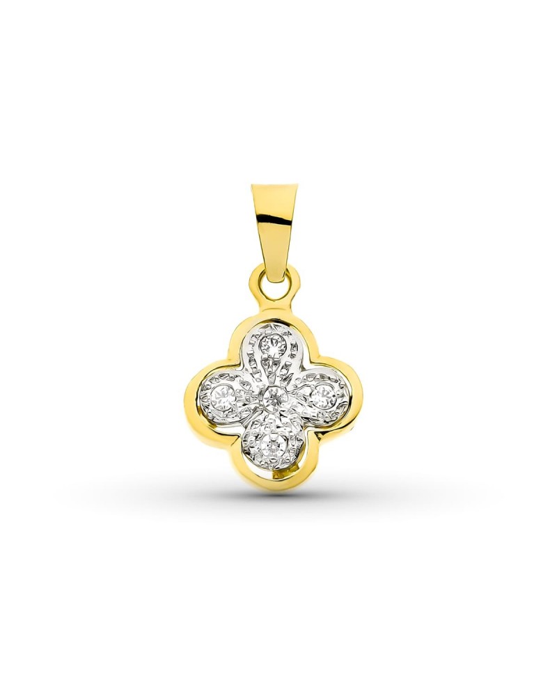 Cruz oro 18k bicolor circonita 14x11mm