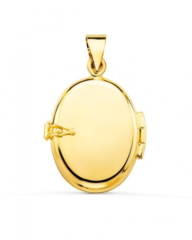 Guardapelo oro 18k oval labrado flores 26x21mm