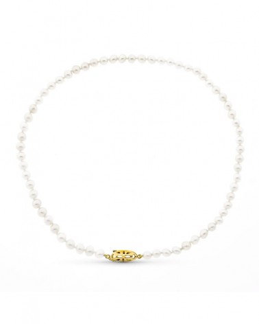 Gargantilla oro 18k perla cultivada broche timón 40 cm