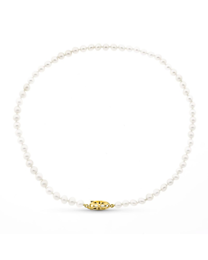 Gargantilla oro 18k perla cultivada broche timón 40 cm