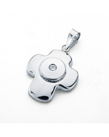 Cruz oro blanco 18k circonita 21x16 mm