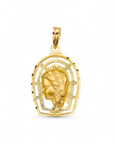 Medalla oro 18k Virgen Niña comunión 23x16 mm