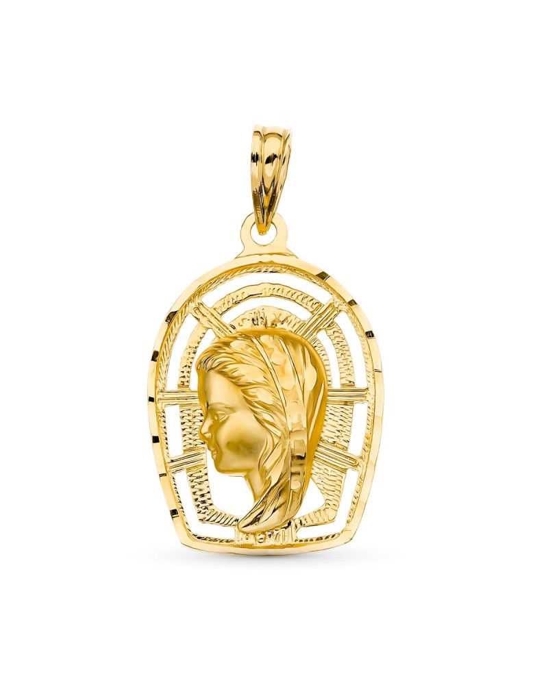 Medalla oro 18k Virgen Niña comunión 23x16 mm