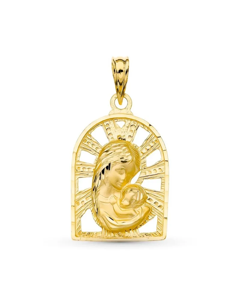Medalla oro 18k Virgen Madre calada 23x15mm