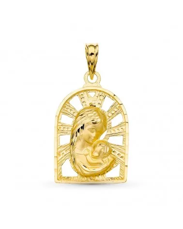 Medalla oro 18k Virgen Madre calada 23x15mm