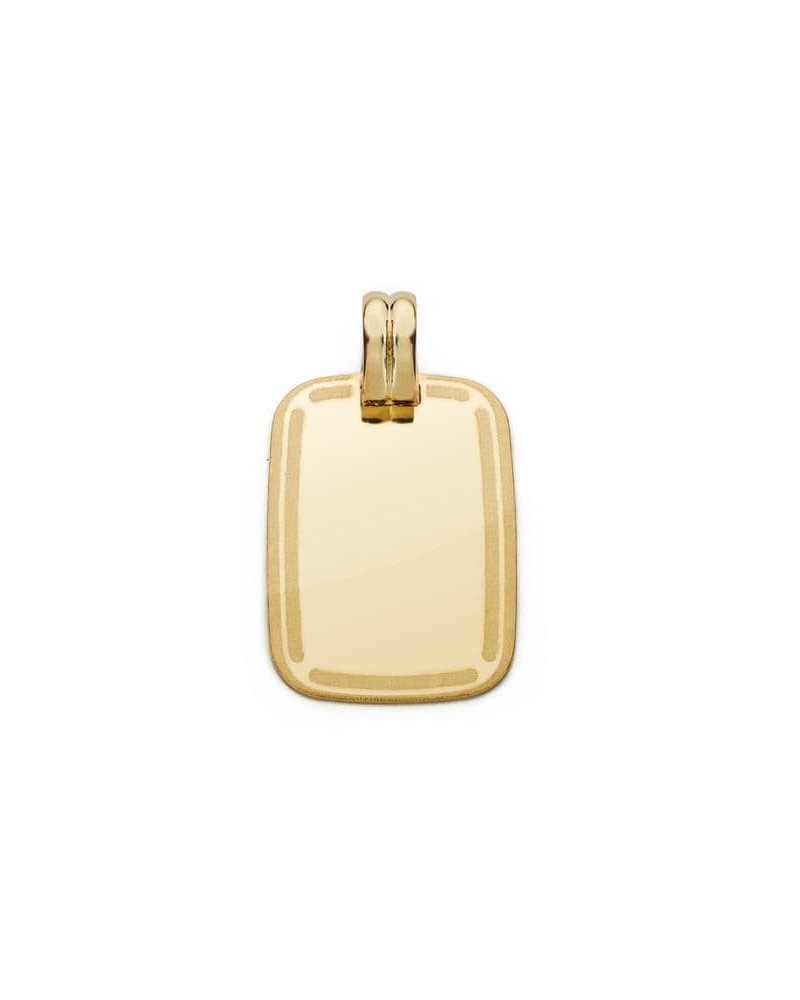 Chapa oro 18k amarillo rectangular grabable 24x17 mm