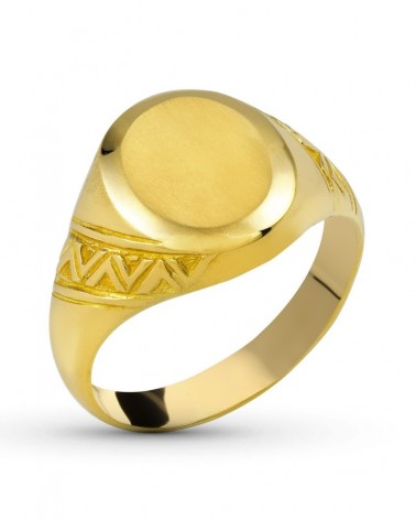 Sello oro 18k amarillo oval grabado 12x11mm