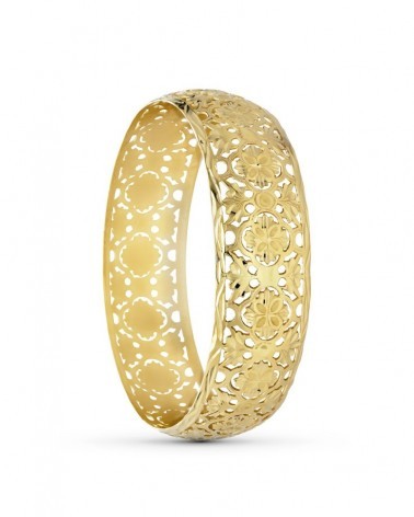 Pulsera oro 18k rígida calada diseño moruno 73mm