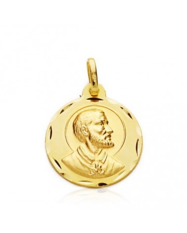 Medalla oro 18k San Francisco Javier tallada 18mm