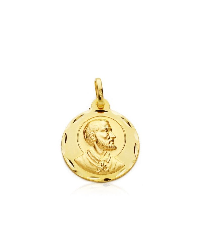 Medalla oro 18k San Francisco Javier tallada 18mm