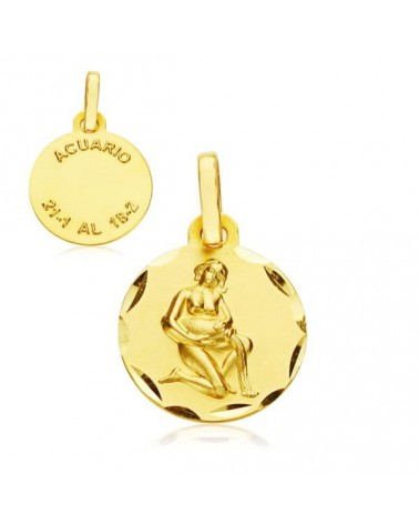 Colgante horóscopo oro 18k Acuario 13mm